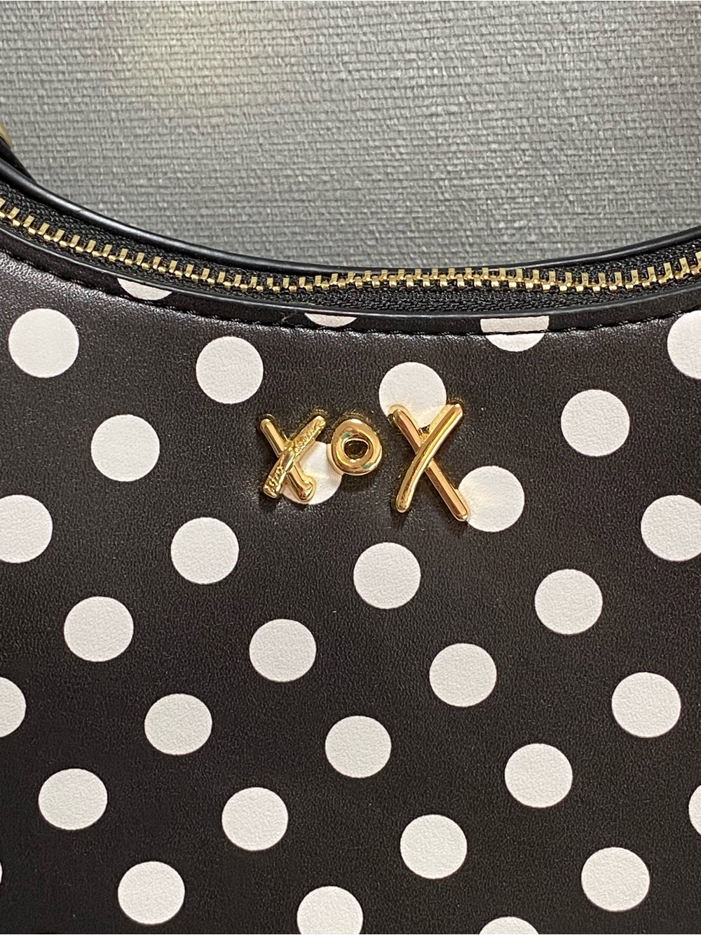 Betsey Johnson Black & White Polka Dot Shoulder Bag with Red Pom - Picture 3 of 14